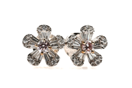 Argyle 2.36ct Fancy Pink Diamonds Earrings 18K All Natural Flowers White Gold - £15,715.55 GBP