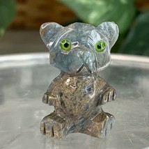Blue Calcite Carved Teddy Bear Crystal Carving Miniature Stone Animal Figurine - £9.18 GBP