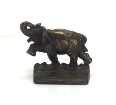 Cast Iron Antique Brass 3-3/8"H Elephant Figurine, Door Stop, Bookend Used - $21.41