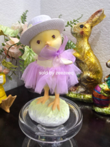 Easter Chick Bunny Wearing Tutu Dress &amp; Floral Hat Figurine Tier Tray De... - $19.79