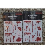 NEW-Halloween 2 Sheets of Blood Drip Jeweled Body Glittery Decals-46 Total - $11.88