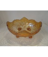 JEANETTE GLASS CO OVAL CENTERPIECE BOWL CARNIVAL GLASS LOMBARDI 4 FOOTED... - $239.50 MXN