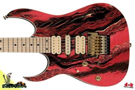 Guitar Skin Wrap Axe Reface - 80's Red Black Bowling Ball Marble 183 - $27.71+