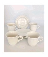 Mikasa French Countryside Teacup &amp; Saucer 4 Sets white stoneware F9000 - $22.99