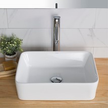 Kraus Elavotm Modern Rectangular Vessel White Porcelain Ceramic Bathroom Sink, - £100.69 GBP