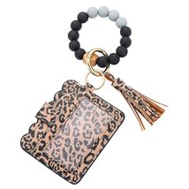 New Silicone Leather Tassel Wallet Beaded Bangle Bracelet Wristlet Keychain Wris - £13.30 GBP
