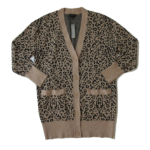 NWT J.Crew Leopard Jacquard Cardigan in Heather Khaki Black Sweater S - £45.81 GBP