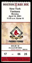 New York Yankees Boston Red Sox 2001 Fenway Park Ticket Stub Tino Martinez Hr - £2.39 GBP