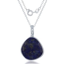 Sterling Silver Rounded Square Blue Lapis Pendant - £60.73 GBP