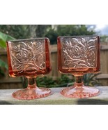 Vtg Pair Tiara Indiana Glass Card Holders Pillow Vases Petite Coral Org ... - €33,71 EUR