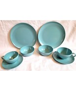 Lot of 8 MCM Turquoise Blue Melmac Melamine Malibu Ware Picnic Set Teal ... - €20,34 EUR