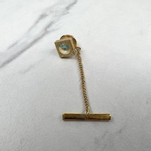 Gold Tone Square Iridescent Rhinestone Lapel Tie Tack Pin - $6.92