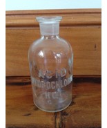Vtg Antique Small Clear Glass Apothecary Chemist Bottle Jar Hydrochloric... - £77.09 GBP