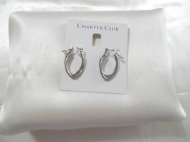 Charter Club Silver Tone 1&quot;Intertwined Oval Hoop Earrings Y634 - £10.36 GBP