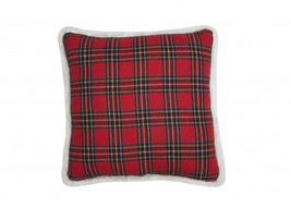 13.5&quot;x13.5&quot; Red and Black Christmas Polyester Plaid Pillow - £34.68 GBP