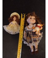 Lot of 2 Small 9&quot; and 5&quot; Porcelain Dolls Victorian Dresses - £22.56 GBP