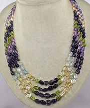 Iolite Peridot Aquamarine Citrine Amethyst 4 L 364 Cts Cabochon Beads Necklace - £142.02 GBP