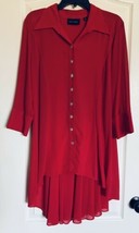 Mark Zunino Red Button Front Tunic/Blouse, Pleated Back Size M, Collared... - £25.60 GBP