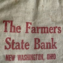 The Farmers State Bank Ohio New Washington Vintage Cash Bag - $35.63