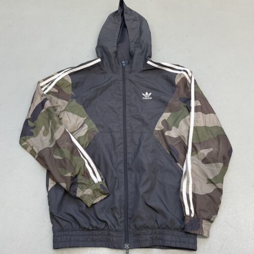 Adidas Unisex Originals Windbreaker Jacket Coat Green Black Camouflage S... - $19.79