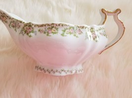 VINTAGE O.P. Co. Syracuse China ~ 54002 ~ Gravy Boat &amp; Bowl ~ White with Flowers - $29.92