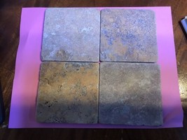 Classic Tumbled  Red Travertine Tiles - 35x.     4”x4”  New - $93.06