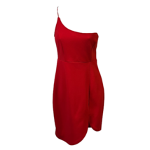 Hello Molly Womens A Line Dress Red Slit Mini One Shoulder Strapless Sexy L New - £45.77 GBP