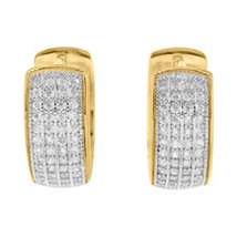 14K Gold Plated Silver 1Ct Round Cut Simulated 4-Row Hoop Earrings Mothe... - $67.39