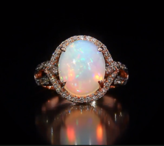 Anello di fidanzamento da donna in oro rosa 14 carati con diamanti taglio... - £103.98 GBP