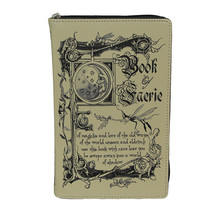 Vinyl Book of Faerie Zip Close Novelty Clutch Bag Coin Purse Witch Fashion - £37.53 GBP