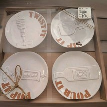MUD PIE &quot;WINE TIDBIT&quot; SET OF PLATES TWIST IT, POP IT, POUR IT, SIP IT! New - $6.49