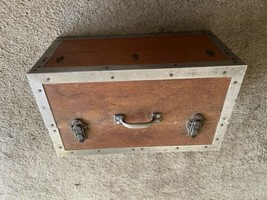 Vintage Handcrafted Wood Tackle Tool Box 16 x 9 x 8 - £140.02 GBP