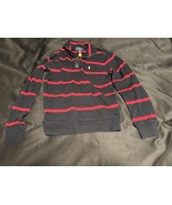Polo Ralph Lauren Kids Zip Pullover M (10-12) Black Red Striped Long Sleeve - $30.46 CAD