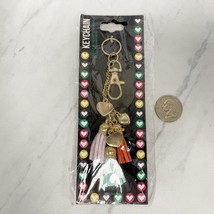 Gold Tone Purple Green Orange Tassel Heart Bag Charm Keychain Keyring - $6.92