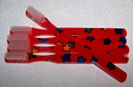 Set Of 5 Alan Stuart Rare Vintage Toothbrushes - Red With Stars - Nos! - £10.23 GBP