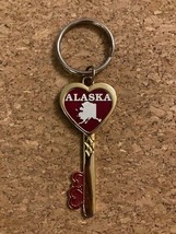 Vintage Alaska Key to Heart  Keychain Collectible - $8.15