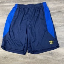 Umbro Soccer Shorts Mens X-Large Blue Futbol Run Train Gym Pockets Drawstring - £11.06 GBP