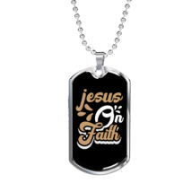 Jesus Faith Christian Necklace Stainless Steel or 18k Gold Dog Tag 24&quot; Chain - £37.09 GBP+