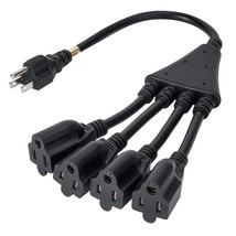 4 Way Power Cord Splitter-3 Prong 1 To 4 Outlet Power Cable Strip-Outlet... - £23.59 GBP