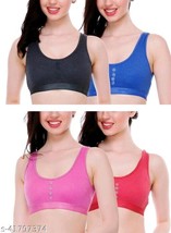 Bra Sports Bra Pack Of 4 Bras Sets Women&#39;s Unpadded Bra Girls Yoga Running Bras - £15.53 GBP