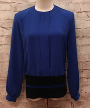 New Vintage Southern Lady Secretary Blouse Royal Blue Size 9/10 - £16.63 GBP