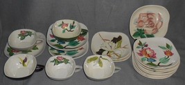 1940s Red Wing Concord Line 20 Pc Set Cups And Saucers Hand Painted Made In Usa - £31.64 GBP