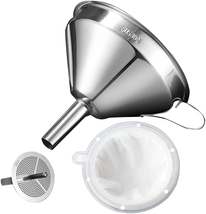 Kitchen Funnel For Filling Bottles And 200 Mesh Filter Tea Grease Juice NEW - £12.10 GBP