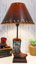 Rustic Western Country Skull With Crossed Pistols Cowboy Spur Boot Table Lamp - £53.54 GBP