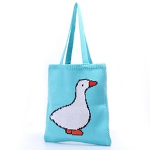 Female Knitting Cute Duck  Pattern Tote Bag Women Retro Shabby Chic Rural Style  - £21.98 GBP