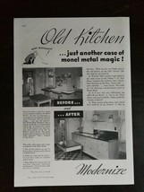 Vintage 1935 Modernize Monel Metal Kitchen Two Page Original Ad 122 - £5.20 GBP