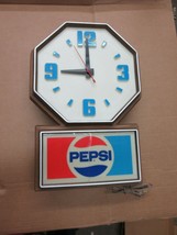 Vintage 1970s Pepsi Hanging Wall Clock Sign Advertisement  B19 - £141.32 GBP
