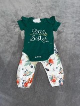 Little Sister Bodysuit &amp; Long Pants Set 3-6 Months Green Floral - $311.56 MXN