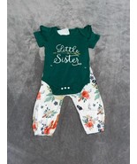 Little Sister Bodysuit &amp; Long Pants Set 3-6 Months Green Floral - $311.56 MXN