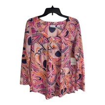 Liz Claiborne Womens Shirt Adult Size XL Pink Blue Floral Long Sleeve Bo... - £22.21 GBP